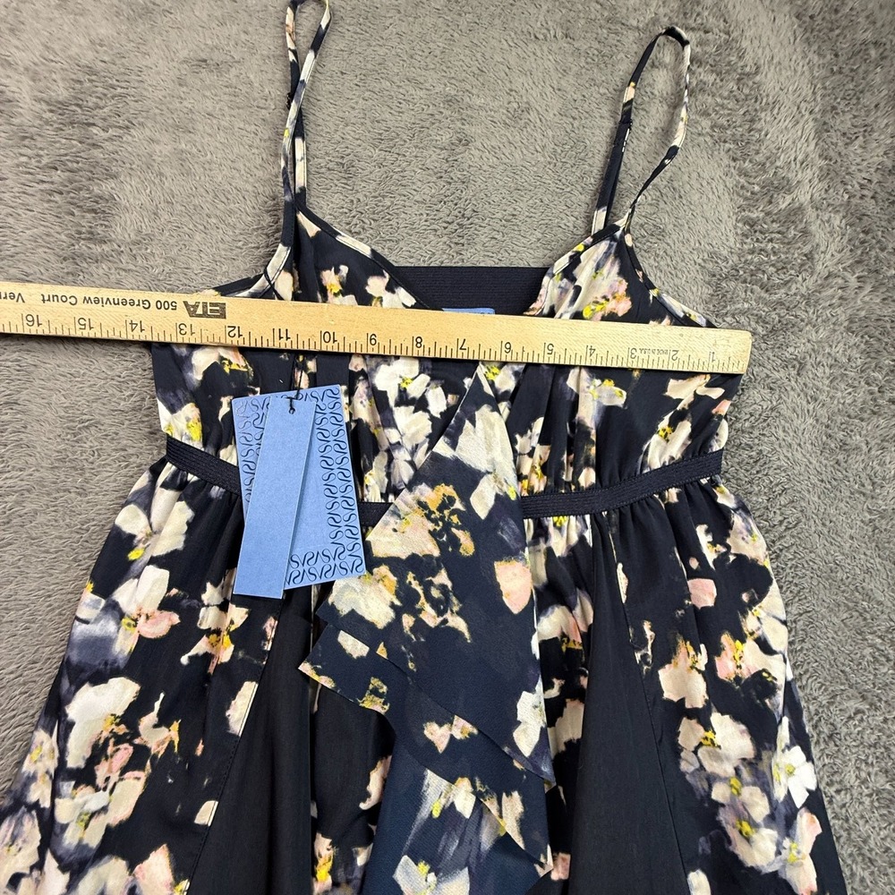 Simply Vera Vera Wang XS Women Floral Spaghetti Strap Dress Navy Blue Pink - Picture 7 of 7